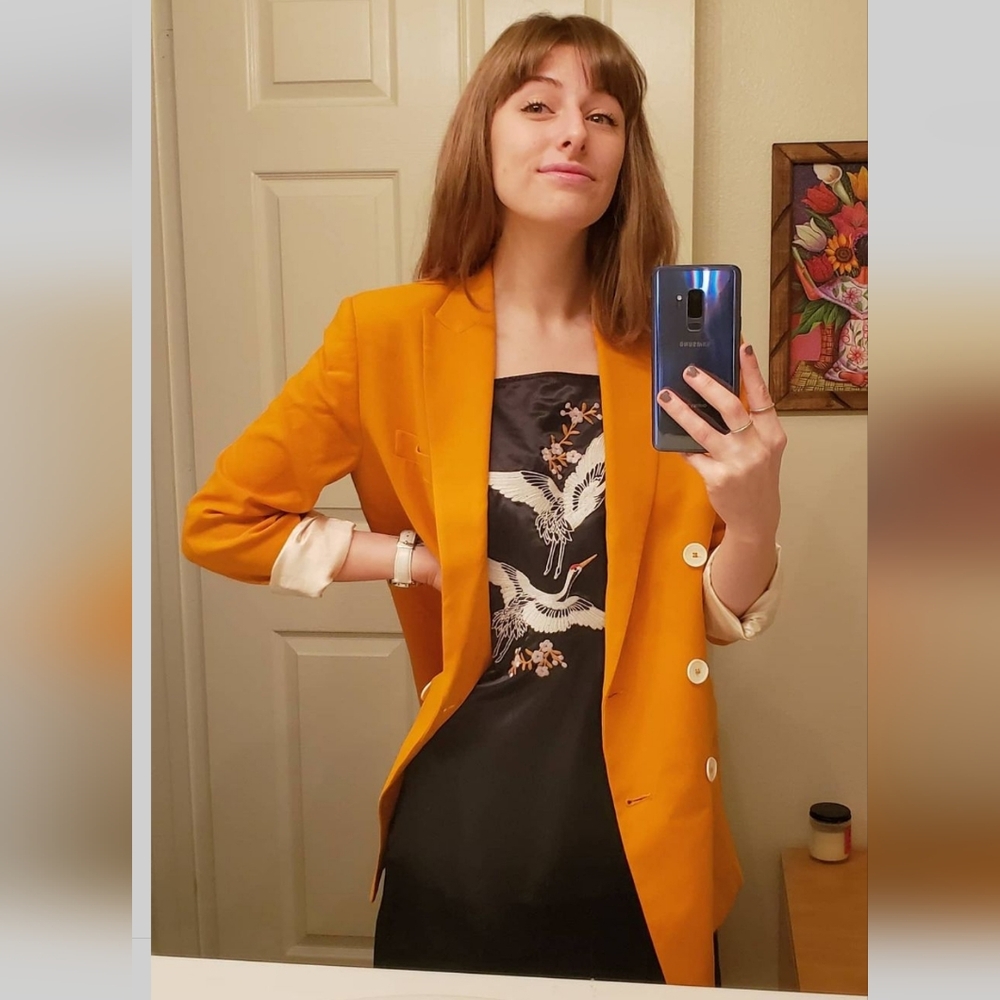 Zara contrast button orange blazer - Picture 6 of 12